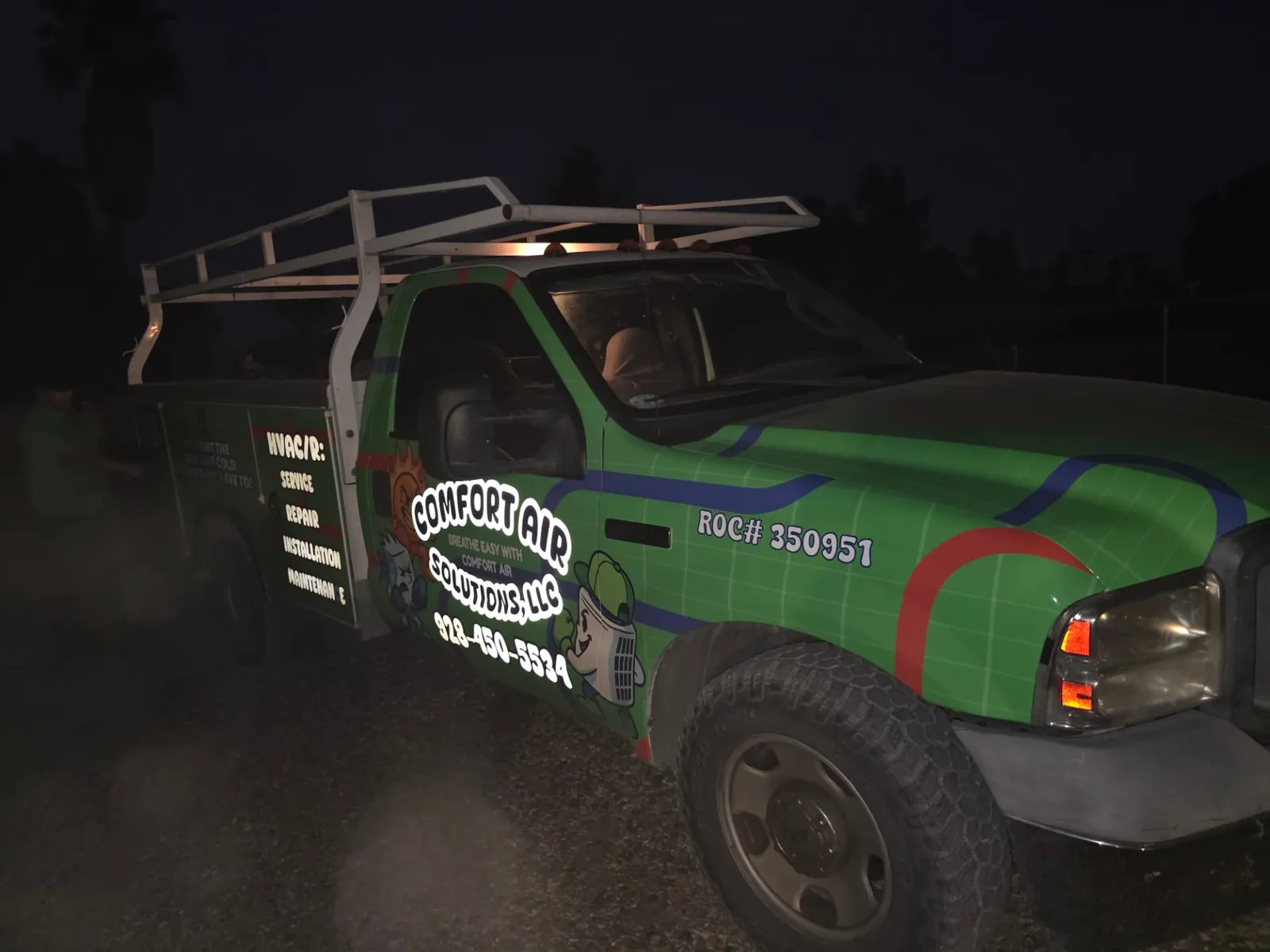Comfort Air Solutions service truck on an after-hours call