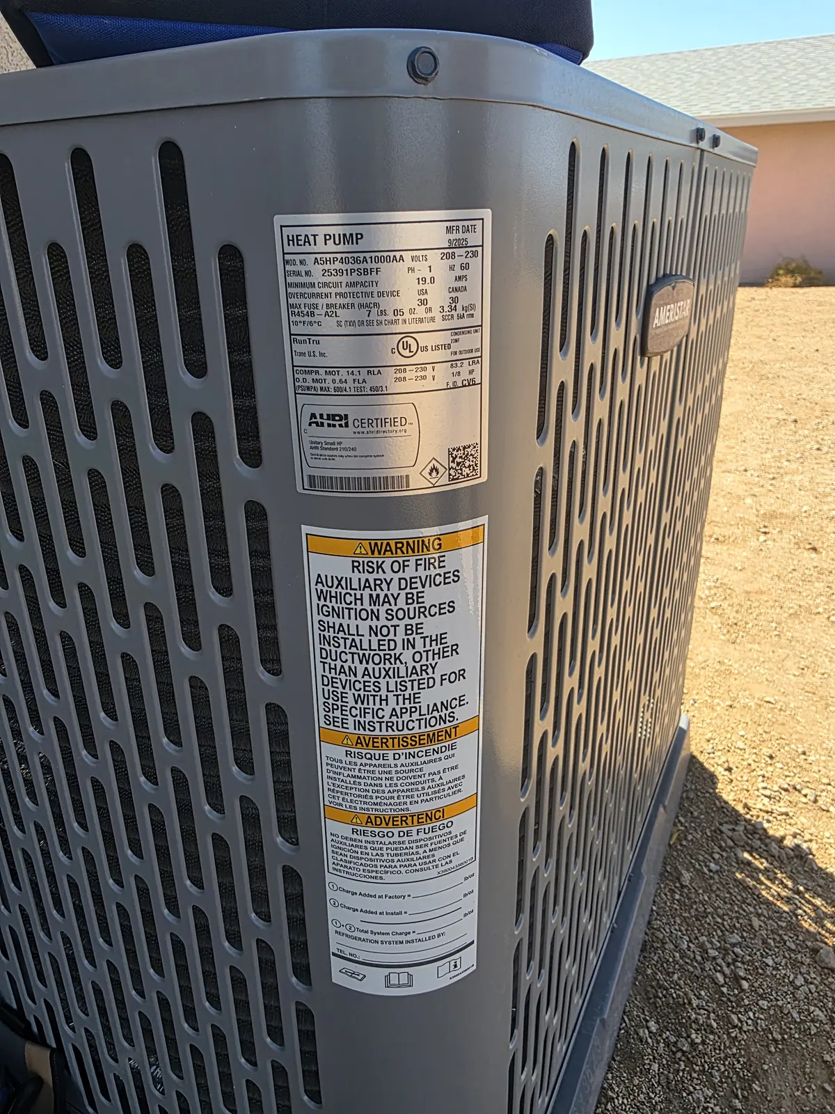Newly installed outdoor condensing unit